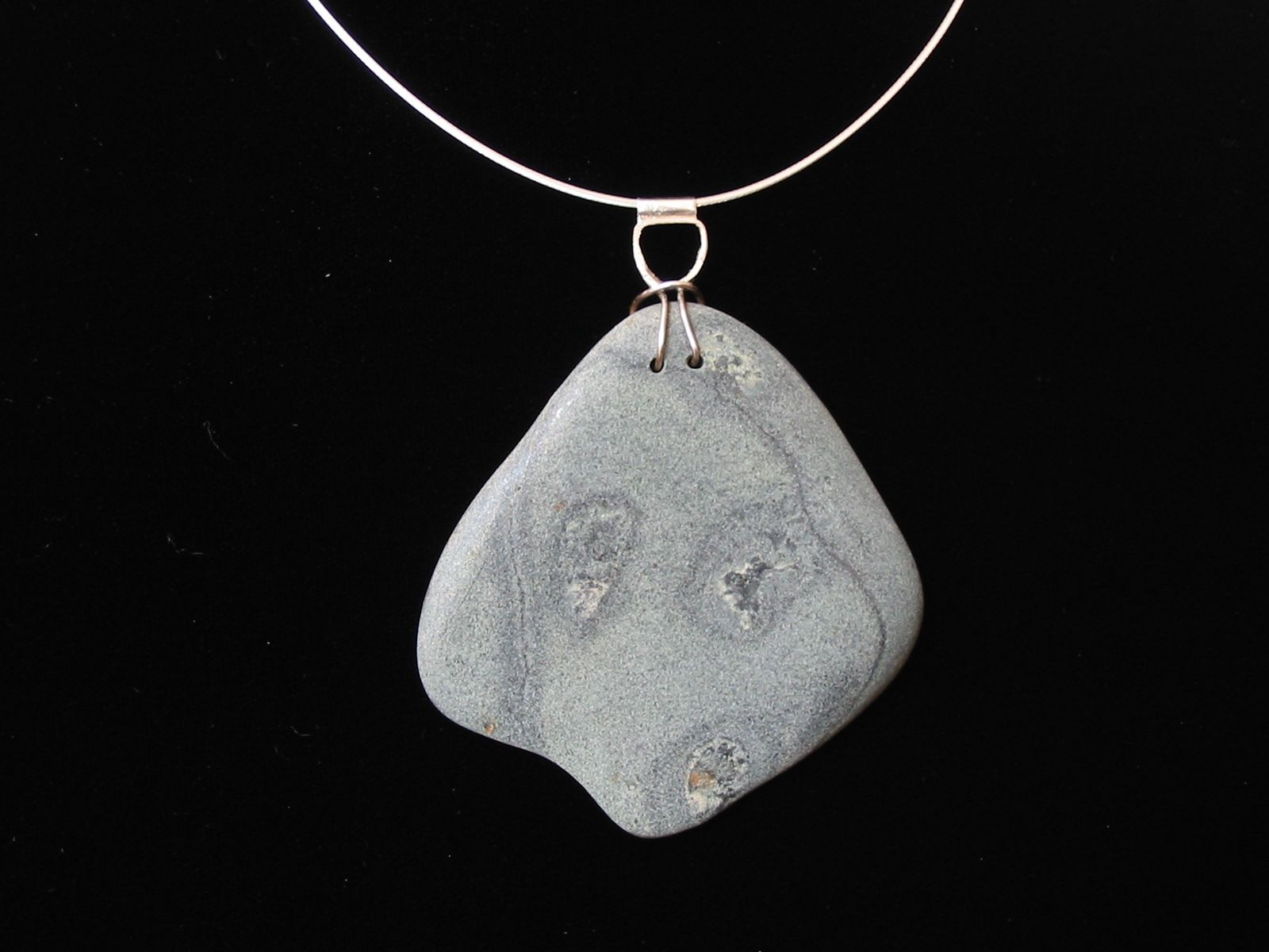 Drilled Beach Stone Sterling Silver
