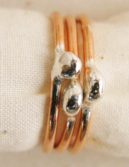 Copper bands with silver nuggets