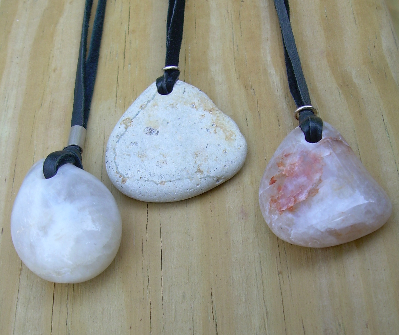 Drilled beach stones