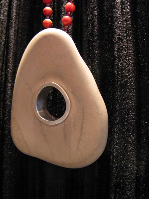 "Black Hole" Sterling silver and sand stone